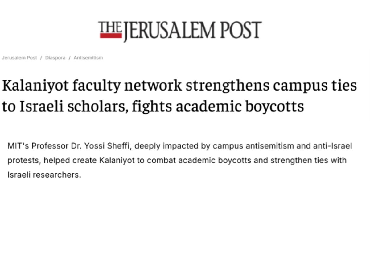 The Jerusalem Post: Kalaniyot faculty network strengthens campus ties to Israeli scholars, fights academic boycotts